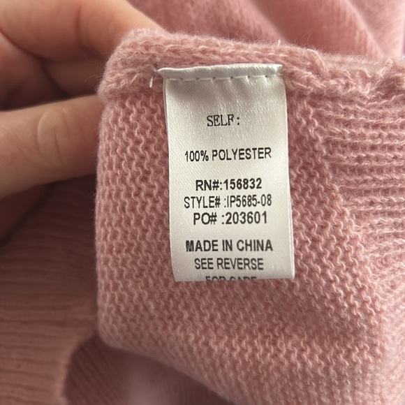 NWT BiBi Pink Pearl Embellished Chunky Knit Crewneck Oversized Sweater Small - Picture 5 of 5